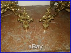 CANDELABRA Neo Gothic Pair. Bronze Brass. 26 tall. Vintage 5 Arm. Candlesticks
