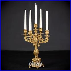 Candelabra Bronze Baroque Gilded Candle Holders mid 1900s Vintage 16.9