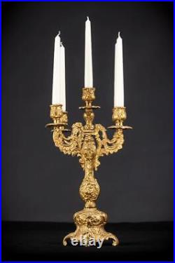 Candelabra Bronze Baroque Gilded Candle Holders mid 1900s Vintage 16.9