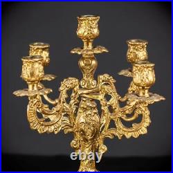 Candelabra Bronze Baroque Gilded Candle Holders mid 1900s Vintage 16.9