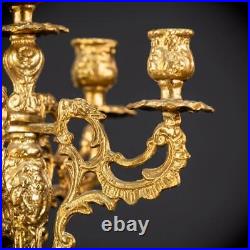 Candelabra Bronze Baroque Gilded Candle Holders mid 1900s Vintage 16.9