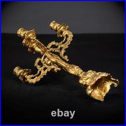 Candelabra Bronze Baroque Gilded Candle Holders mid 1900s Vintage 16.9