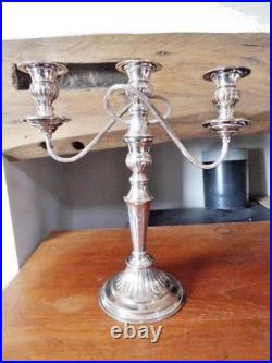 Candelabra Candlestick Elkington Vintage 3 Branch Silver plated 1965 hand chased