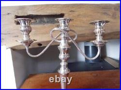 Candelabra Candlestick Elkington Vintage 3 Branch Silver plated 1965 hand chased