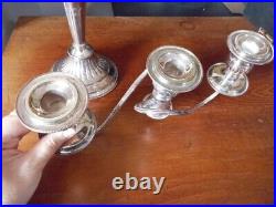 Candelabra Candlestick Elkington Vintage 3 Branch Silver plated 1965 hand chased