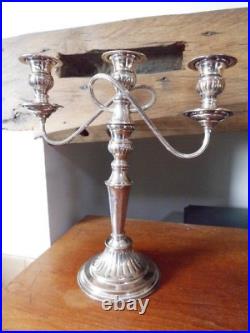 Candelabra Candlestick Elkington Vintage 3 Branch Silver plated 1965 hand chased