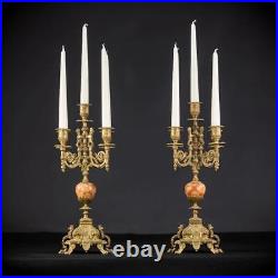 Candelabra Pair Two Bronze Candle Holders mid 1900s Baroque Vintage 16.9