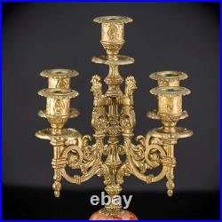 Candelabra Pair Two Bronze Candle Holders mid 1900s Baroque Vintage 16.9