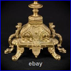 Candelabra Pair Two Bronze Candle Holders mid 1900s Baroque Vintage 16.9