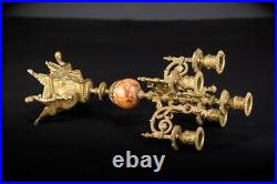 Candelabra Pair Two Bronze Candle Holders mid 1900s Baroque Vintage 16.9