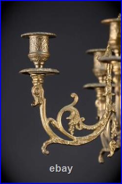 Candelabra Pair Two Bronze Candle Holders mid 1900s Vintage Baroque 24