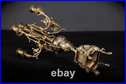 Candelabra Pair Two Bronze Candle Holders mid 1900s Vintage Baroque 24