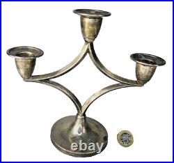 Candle Stick Holders Triplet Metal Vintage ra