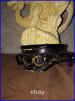 Candlestick girl on a dragon Figurine Vintage LARGE 16 inches. 1970s
