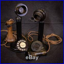 Candlestick telephones vintage with wall bell box