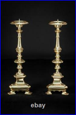 Candlesticks Pair Two French Baroque Bronze Vintage Candle Holders 15.4