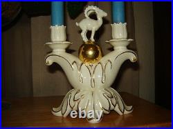 Capricorn Zodiac Sign Candlestick, Vintage, Neutettau, Germany Porcelain, Ivory