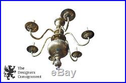 Chapman Neoclassical Style 6 Arm Brass Chandelier Trophy 33 Candlestick Vintage