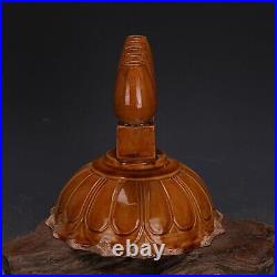 Chinese Vintage Tang Dynasty Yellow-glazed Handcrafted Lotus Candlestick/Candle