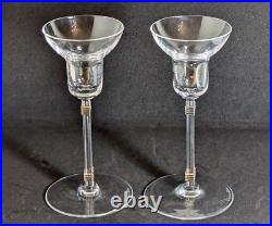 Christian Dior Pair Glass Candlesticks / Candles Holders Vintage Art Deco Style