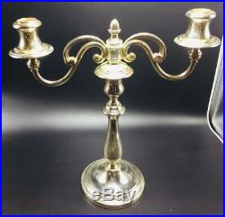 Christofle Vintage French Pair Silver Plated 2 Light Candelabra Candlesticks
