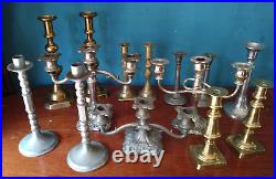 Collection Of Antique And Vintage Metal Candlesticks