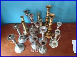 Collection Of Antique And Vintage Metal Candlesticks