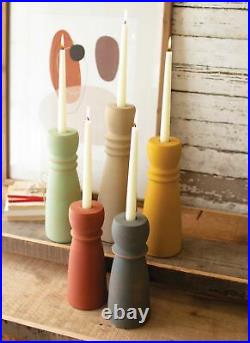 Colorful Clay Taper Candle Holder Set 5 Centerpiece Romantic Vintage Style