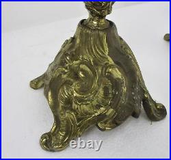 Couple Vintage Gorgeous Brass Ornate Embossed 5 arm Candle Holder Sticks Candela