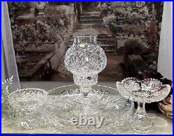 Crystal Candle Holders Set / Cut Glass Table Centerpiece /Vintage Candle Sticks