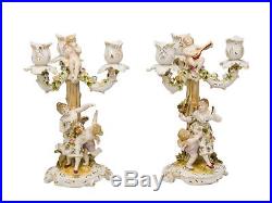 Decorative candlestick holders set of 2 with angel design vintage style