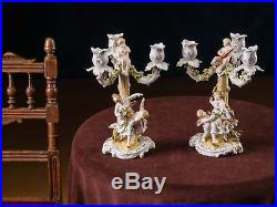 Decorative candlestick holders set of 2 with angel design vintage style