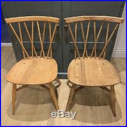 ERCOL CANDLESTICK CHAIRS x2 1960s 1970s VINTAGE Dining For Restoration