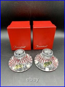 EXCELLENT Pair Of Baccarat MASSENA Crystal Candlestick Holders Vintage
