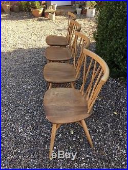 Ercol 376 Windsor Dining Chairs Set 4 Candlestick Spindle Retro Vintage original
