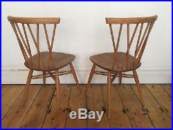 Ercol Candlestick 1960s Kitchen Dining Chairs Worn & Vintage x 2 Pair