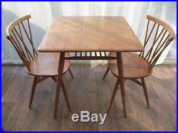Ercol Kitchen Table 395 2 x Candlestick Chairs Vintage Blue Label Blonde Elm