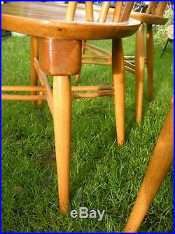 Ercol Mid Century Windsor Dining Chairs Candlestick Retro Vintage 1960s Blonde