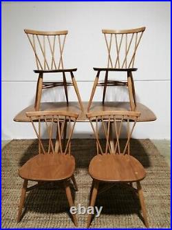 Ercol Model 376 mid-century Candlestick Dining Chairs Blonde vintage