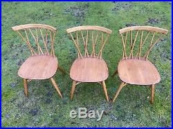 Ercol Vintage Candlestick Chairs Three Light Finish Blue Label