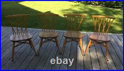 Ercol Vintage Dining Chairs x4 Lattice Candlestick Model 376