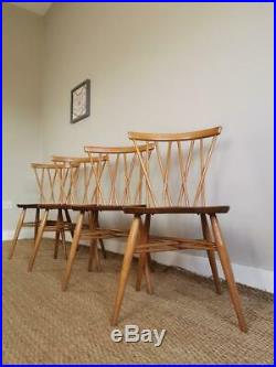 Excellent Condition Set of 4 x Ercol 376 Candle Stick Chairs Vintage Mid Century