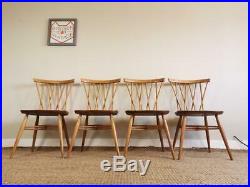 Excellent Condition Set of 4 x Ercol 376 Candle Stick Chairs Vintage Mid Century