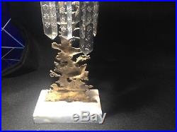 Exquisite Brass Vintage Candlesticks on Marble. With crystals