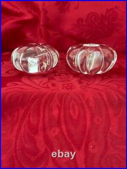 FLAWLESS Exquisite BACCARAT France RIBBED Crystal Pair CANDLESTICK CANDLE HOLDER