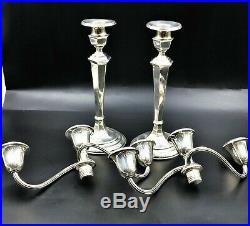 Fine Pair Vintage Gorham 925 Sterling Silver Convertible Candelabra Candlesticks