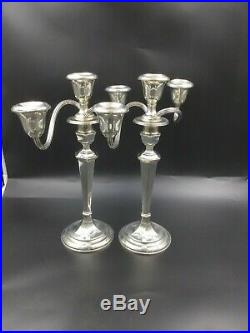 Fine Pair Vintage Gorham 925 Sterling Silver Convertible Candelabra Candlesticks