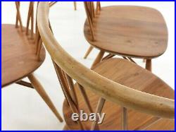 Four Blonde Vintage Ercol Candle Stick Dining Chairs Mid Century