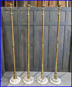 Four Outsize Vintage Brass Church Pavement Candlesticks