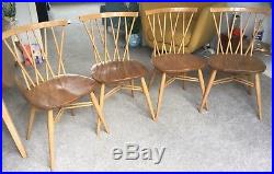 Four Vintage Ercol Windsor Dining Chairs, Model 376 (AKA Candlestick Chairs)
